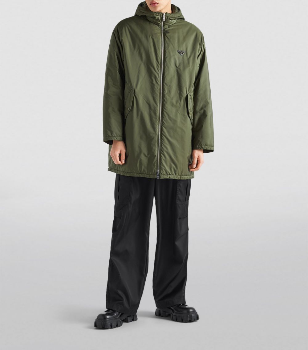 Prada Prada Re-Nylon Hooded Overcoat