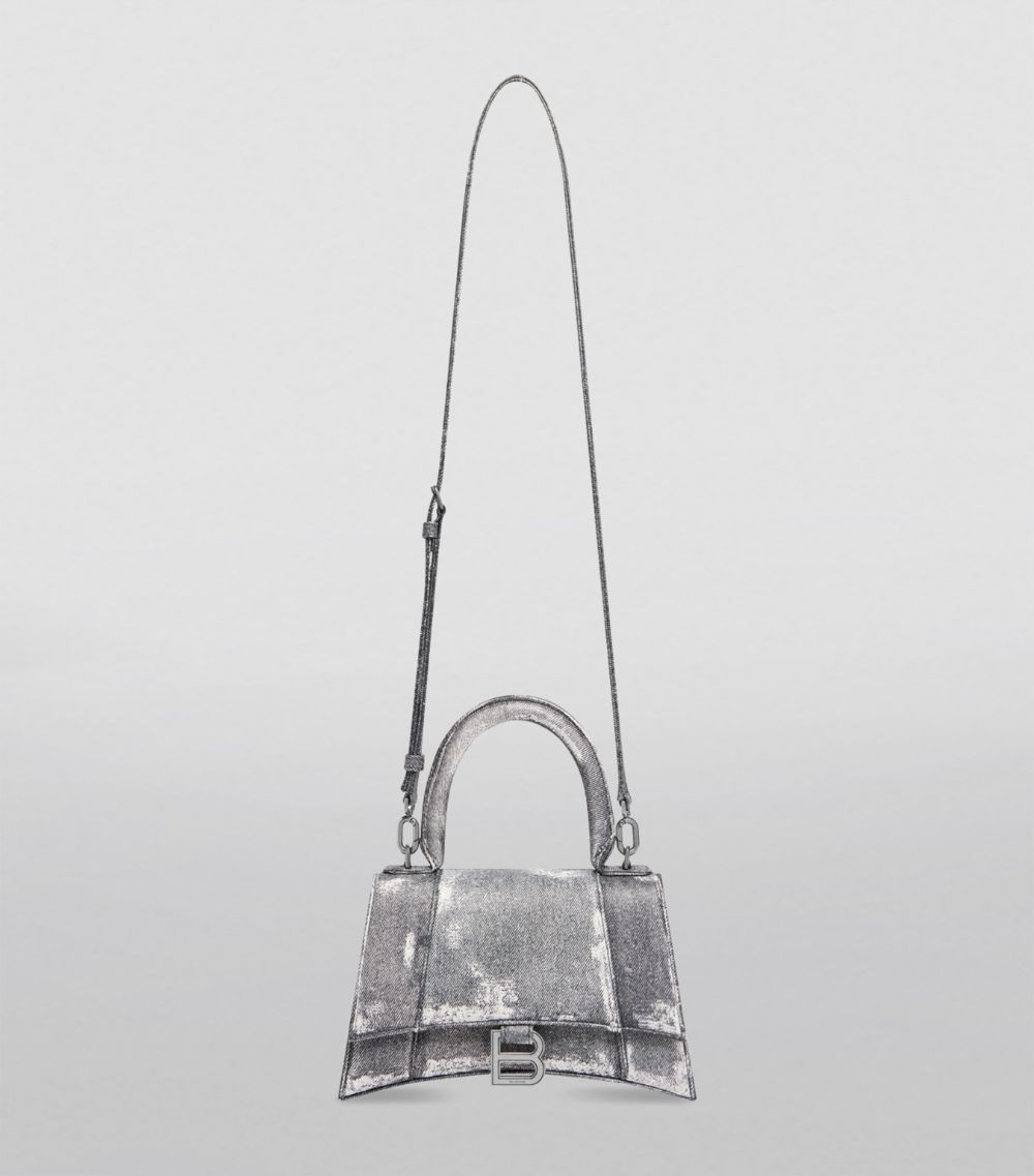 Balenciaga Balenciaga Small Leather Denim-Print Hourglass Bag