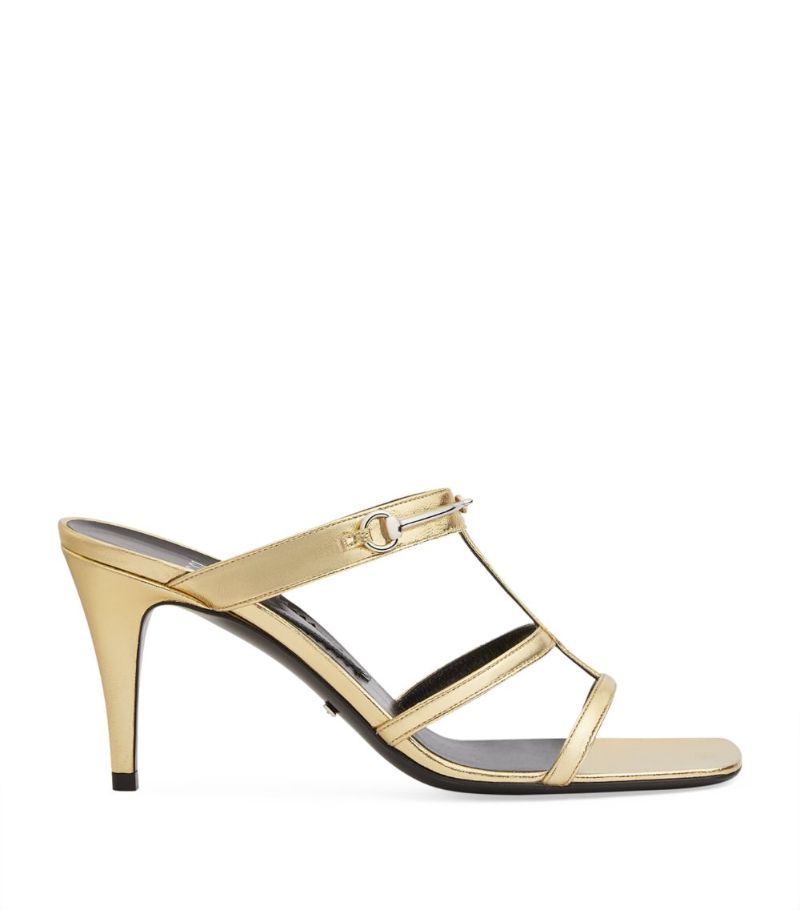 Gucci Gucci Leather Slim-Horsebit Heeled Sandals 75