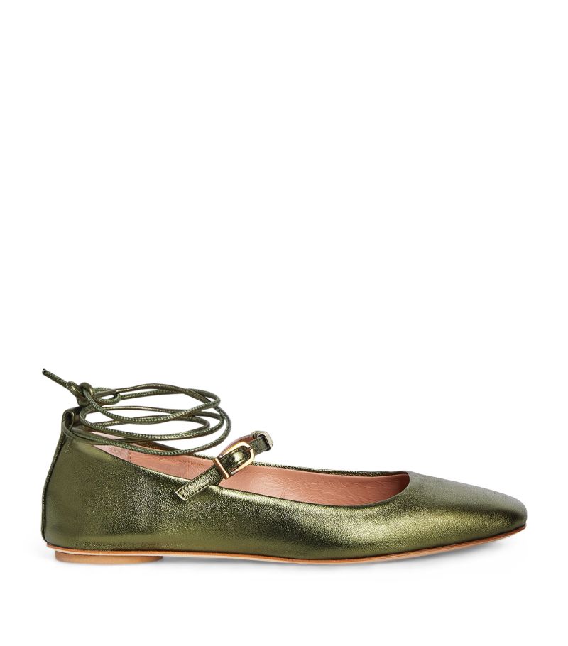 Max & Co. Max & Co. Metallic Lace-Up Ballet Flats