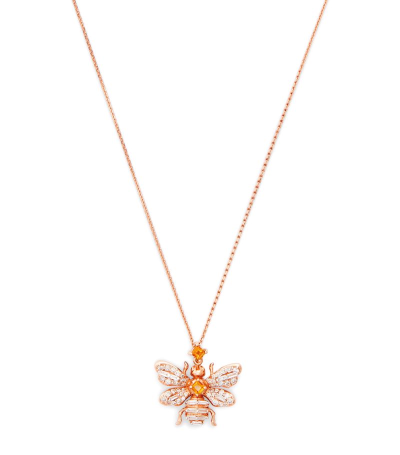 Bee Goddess Bee Goddess Rose Gold, Diamond And Citrine Queen Bee Necklace