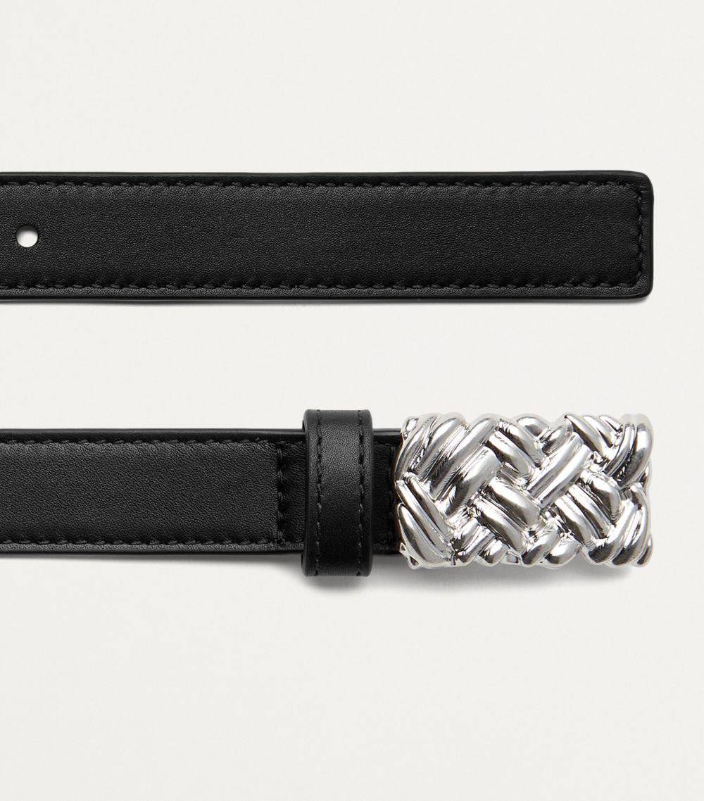 Bottega Veneta Bottega Veneta Leather Intreccio-Buckle Belt