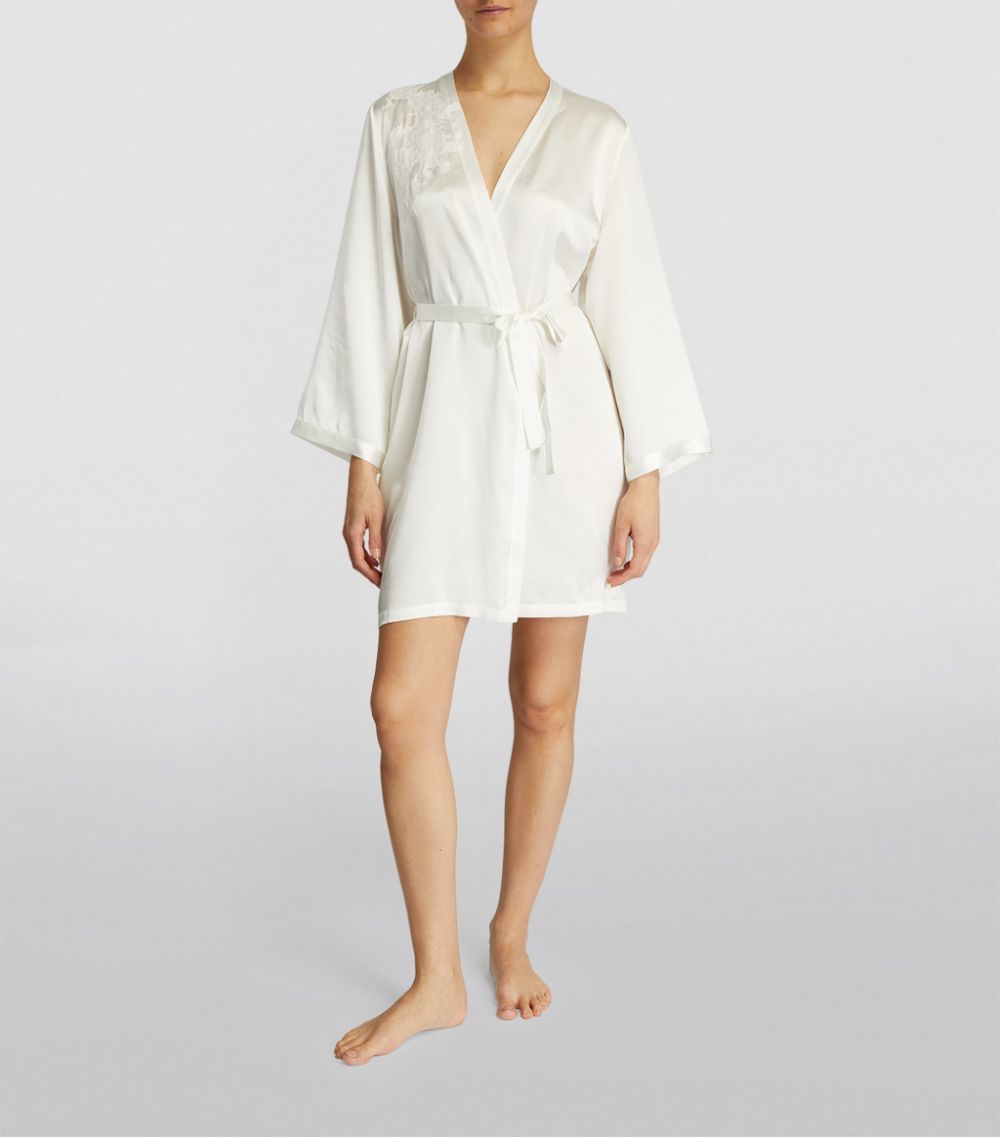 Marjolaine Marjolaine Silk Lace-Trim Robe