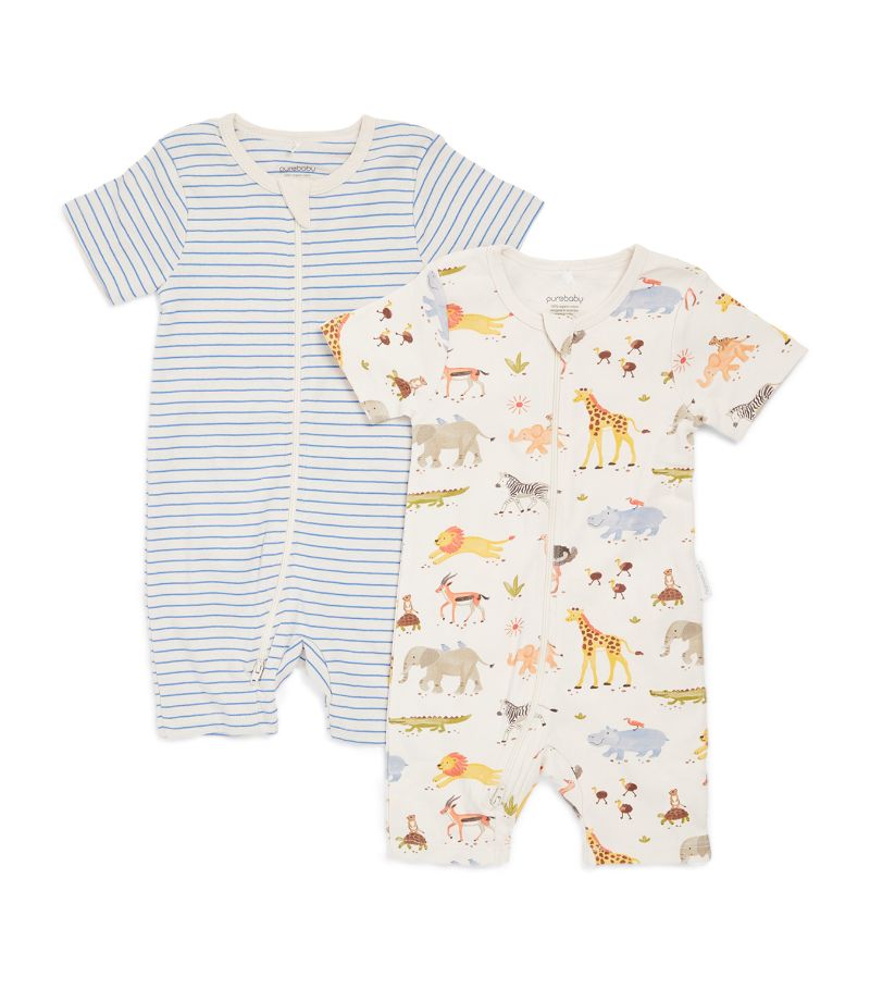 Purebaby Purebaby Set Of 2 Cotton All-In-Ones (0-18 Months)