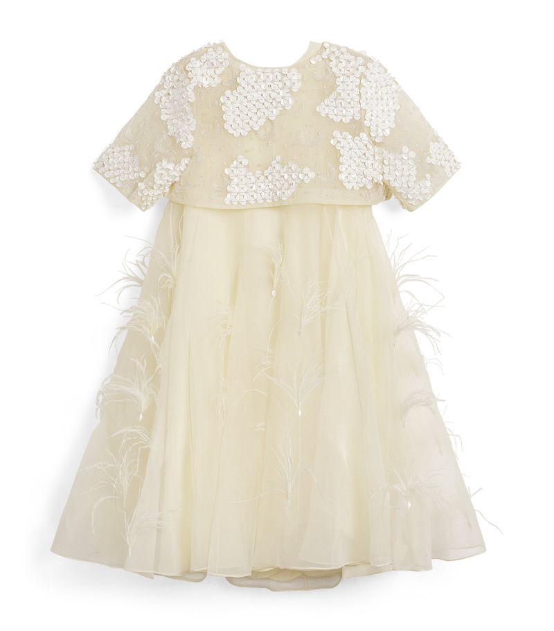 Maison Ava Maison Ava Feather-Trim Embellished Capucine Dress (6-14 Years)