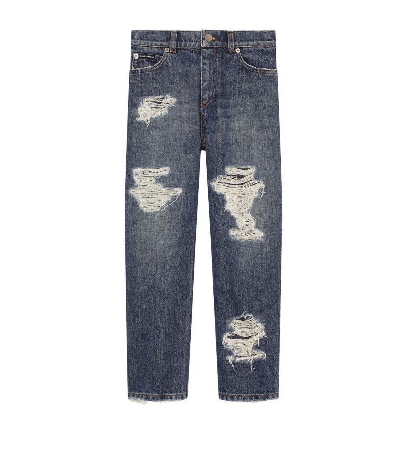 Dolce & Gabbana Dolce & Gabbana Kids Distressed Logo-Plaque Jeans (2-6 Years)