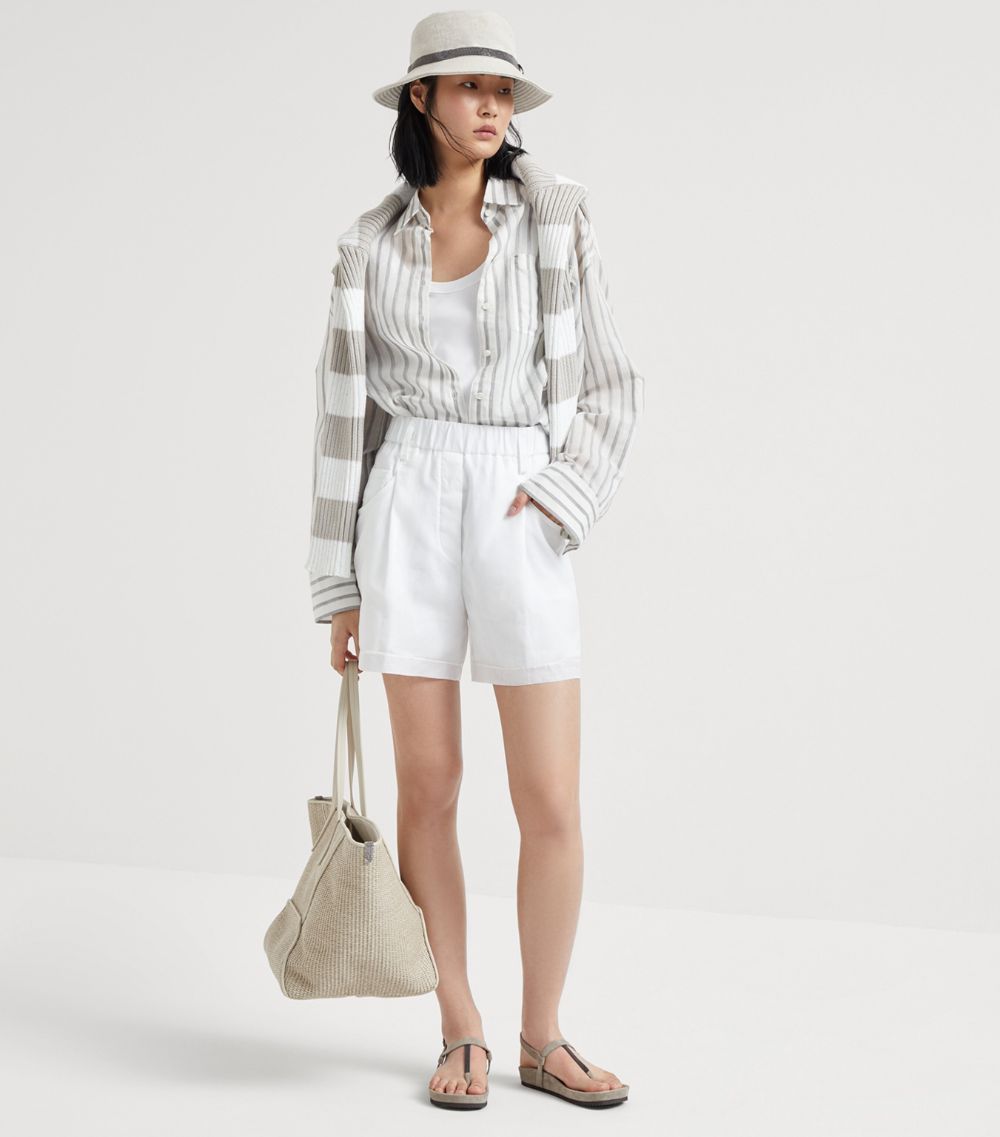 Brunello Cucinelli Brunello Cucinelli Cotton-Blend Striped Cardigan