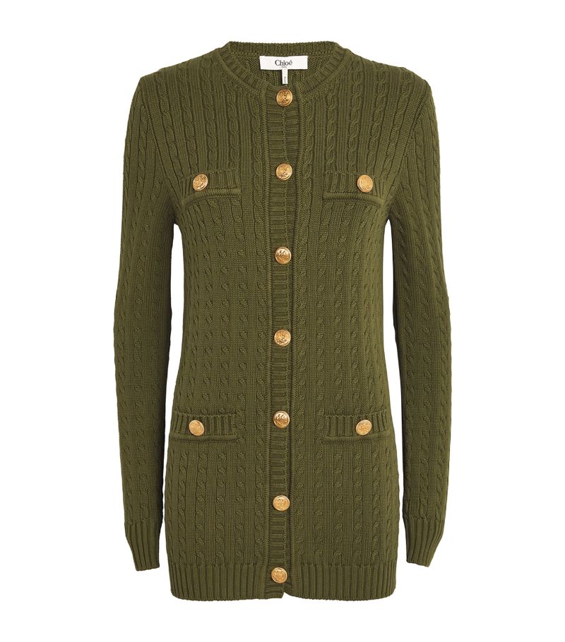 Chloé Chloé Cotton Cable-Knit Cardigan