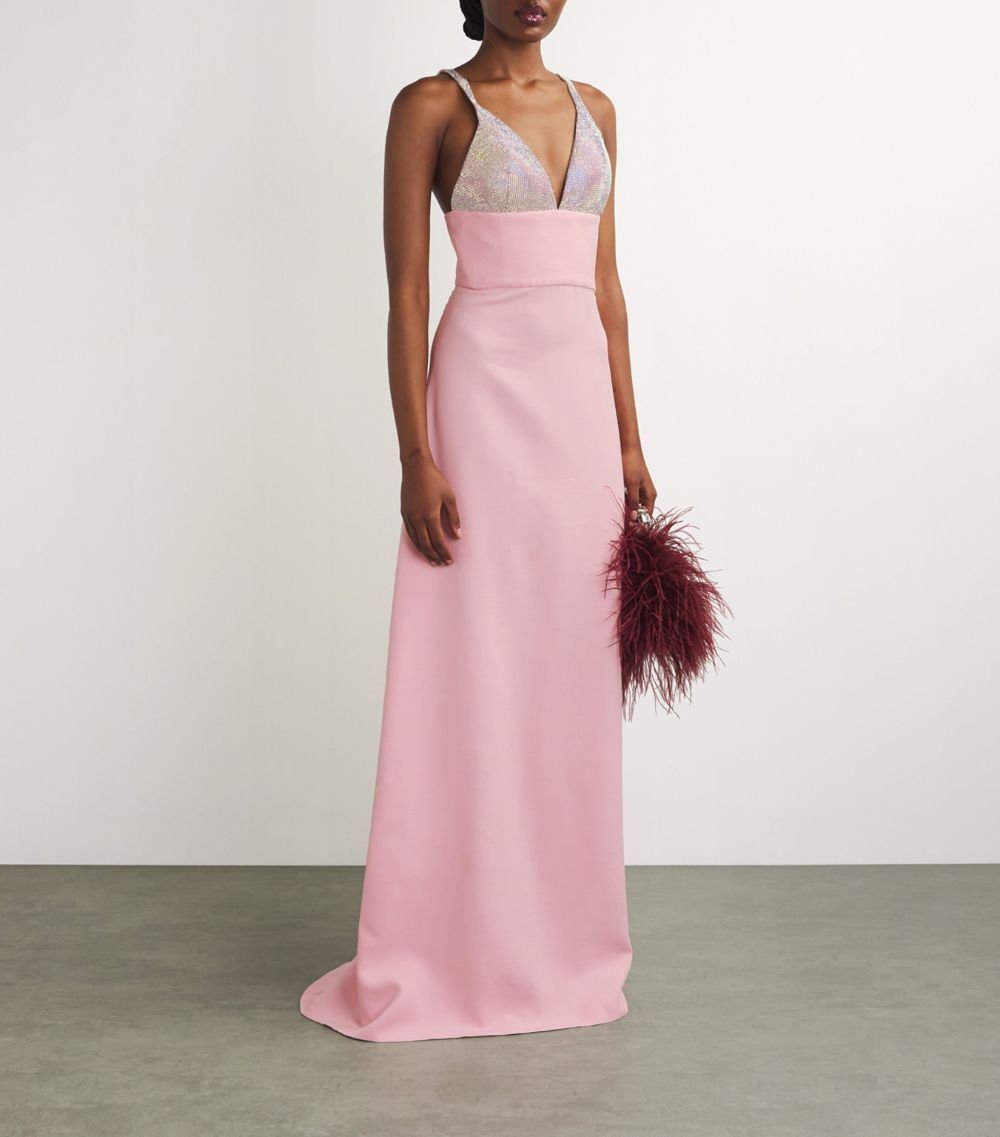  Celia Kritharioti Wool-Silk Embellished Gown