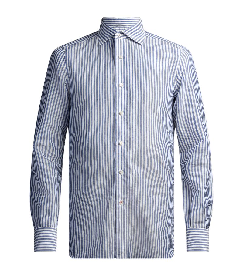 Isaia Isaia Cotton-Linen Striped Dress Shirt