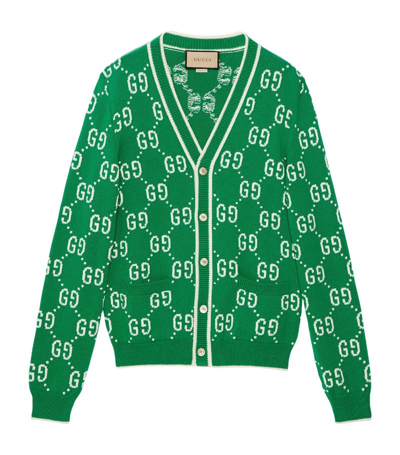 Gucci Gucci Cotton Gg Jacquard Cardigan