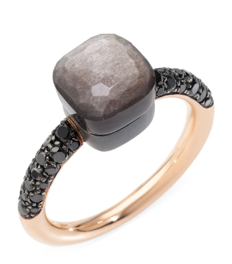 Pomellato Pomellato Rose Gold, Obsidian And Black Diamond Nudo Ring