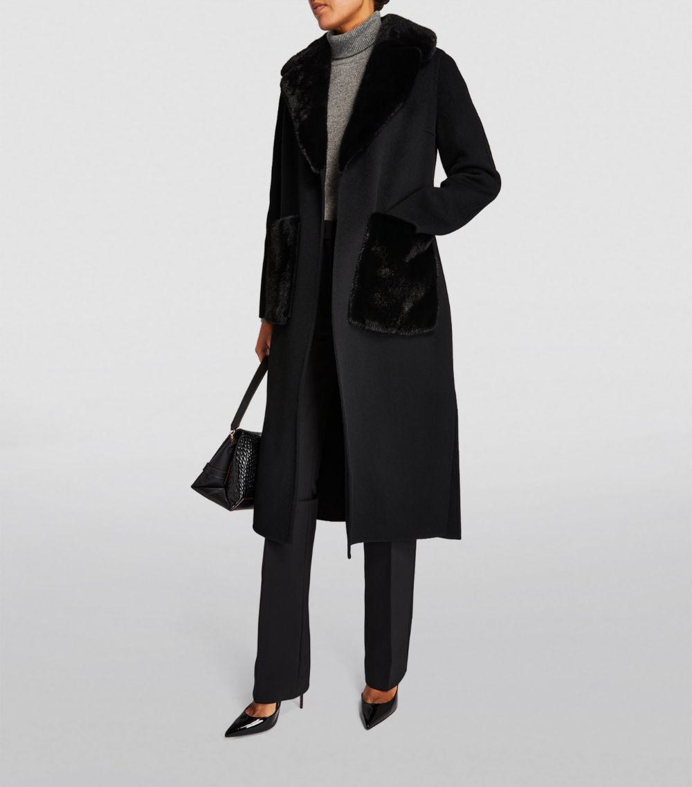 Yves Salomon Yves Salomon Wool-Cashmere Fur-Trim Coat