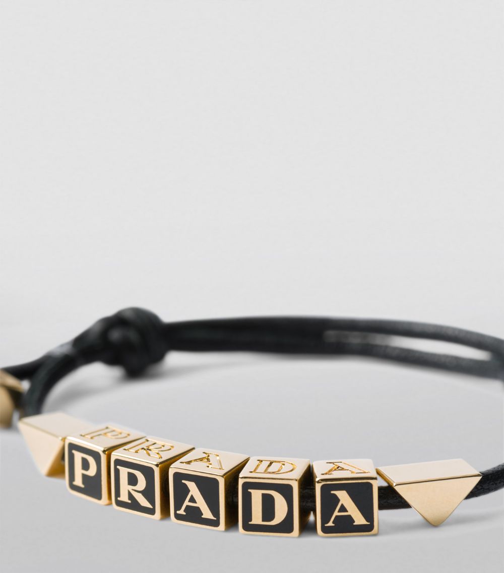 Prada Prada Nappa Leather Logo Bracelet