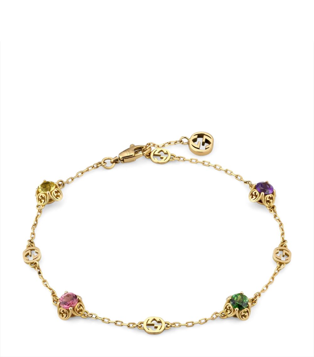 Gucci Gucci Yellow Gold And Gemstone Interlocking G Bracelet