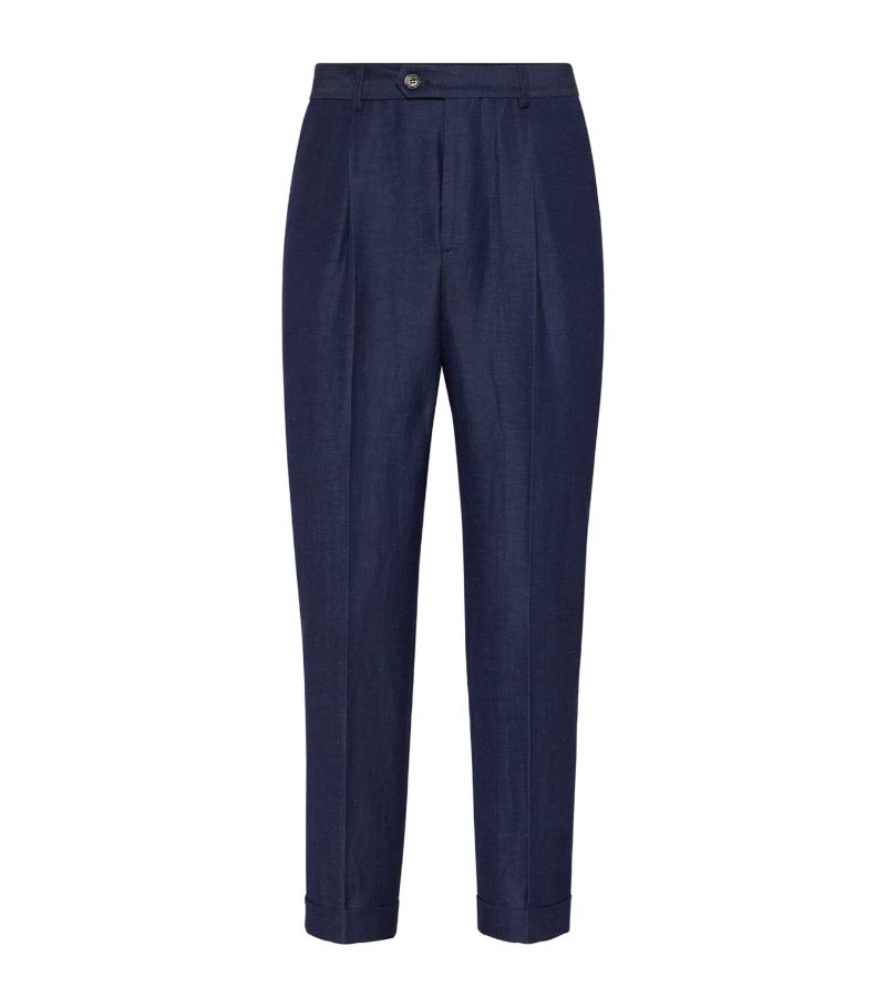 Brunello Cucinelli Brunello Cucinelli Wool-Linen Denim-Effect Trousers