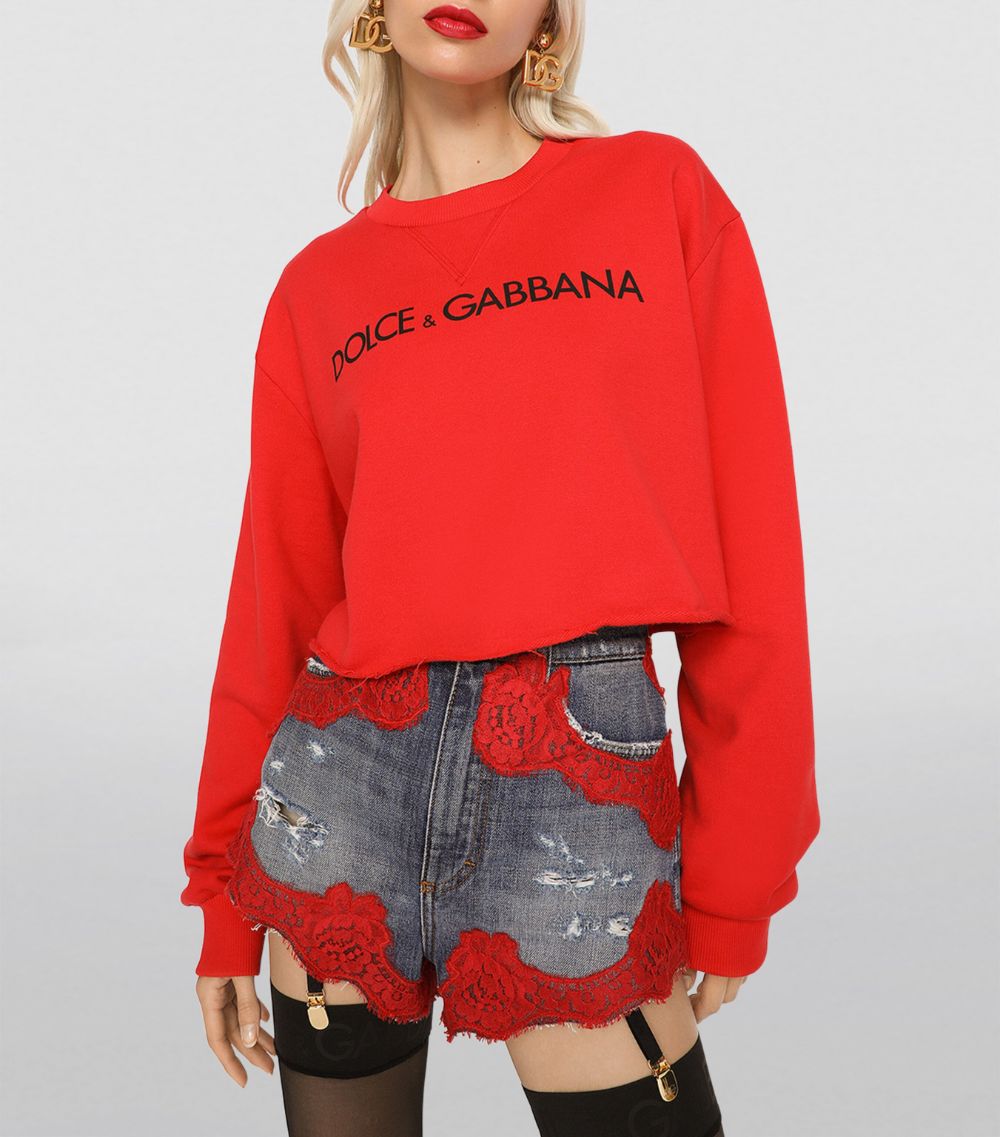 Dolce & Gabbana Dolce & Gabbana Cotton Cropped Logo Sweater