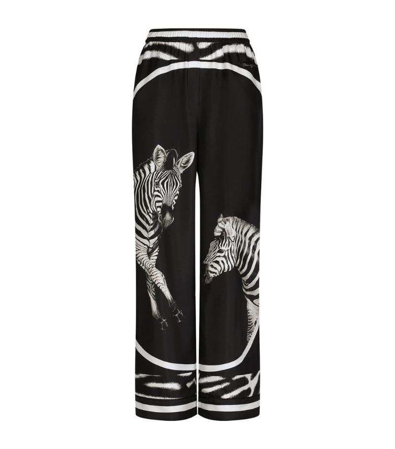 Dolce & Gabbana Dolce & Gabbana Silk Zebra Wide-Leg Trousers