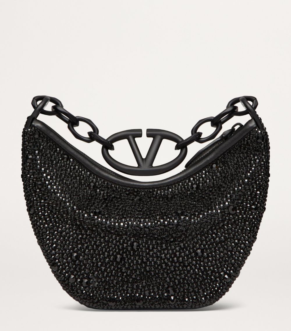 VALENTINO GARAVANI Valentino Garavani Mini Embellished Vlogo Moon Shoulder Bag