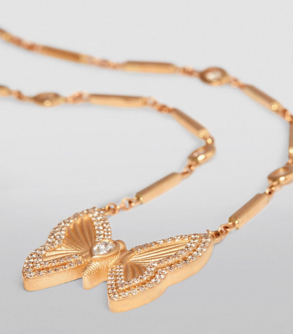 Jacquie Aiche Jacquie Aiche Small Yellow Gold And Diamond Butterfly Necklace