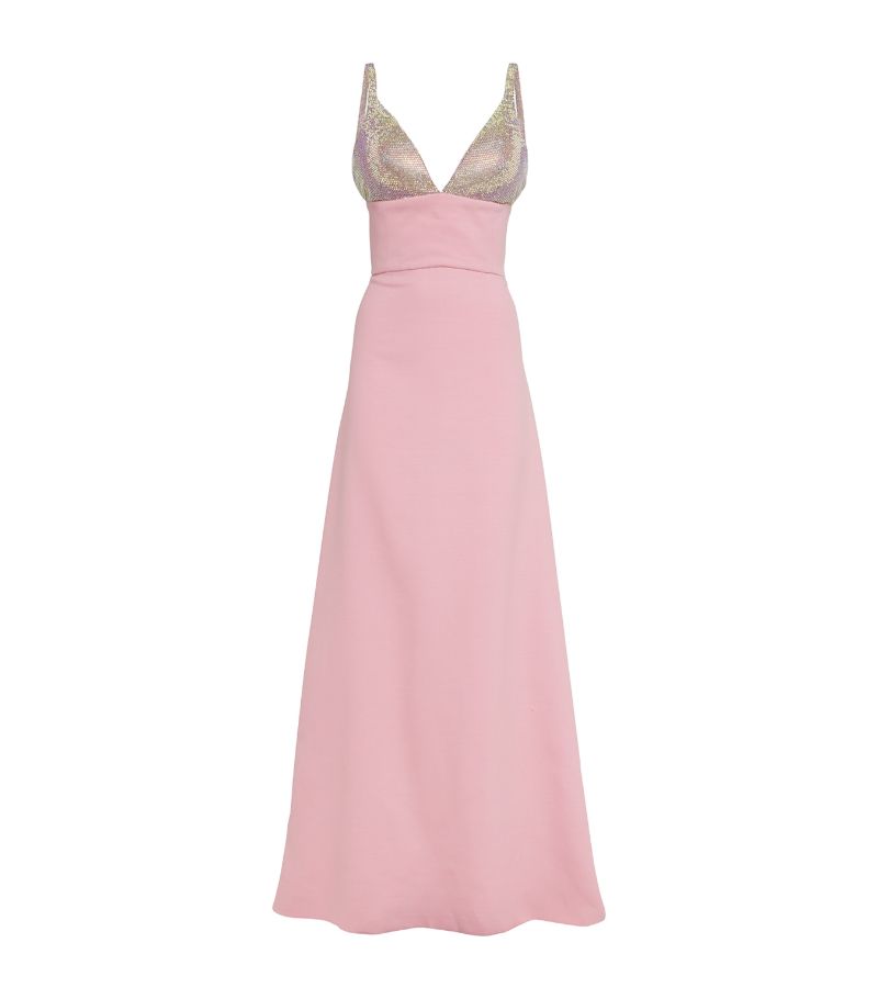  Celia Kritharioti Wool-Silk Embellished Gown