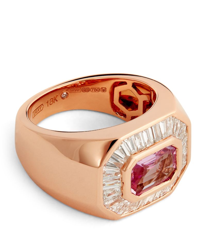 Shay SHAY Rose Gold, Diamond and Sapphire Pinky Ring