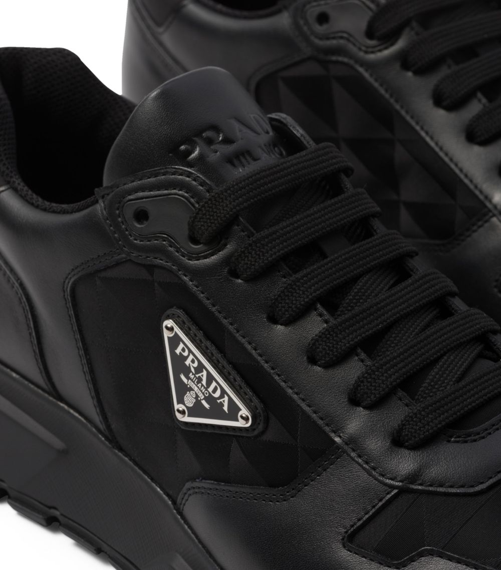Prada Prada Leather And Re-Nylon Sneakers
