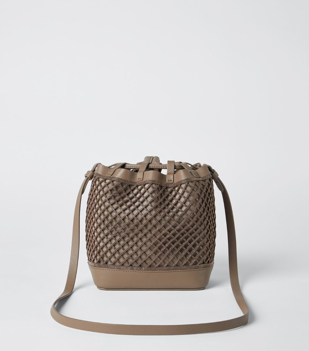 Brunello Cucinelli Brunello Cucinelli Leather Monili-Net Bucket Bag