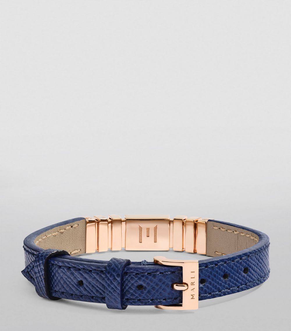  Marli New York Rose Gold And Saffiano Leather Unii Bracelet