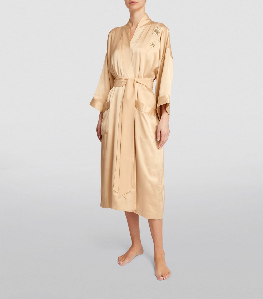 Olivia Von Halle Olivia Von Halle Embellished Silk Sabine Robe