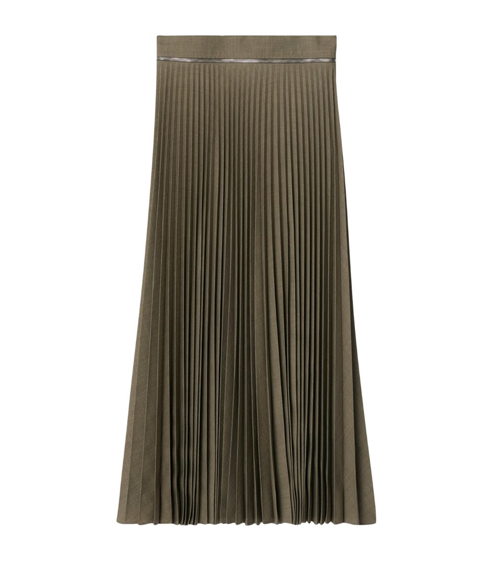 Burberry Burberry Wool Pleated Midi Skirt