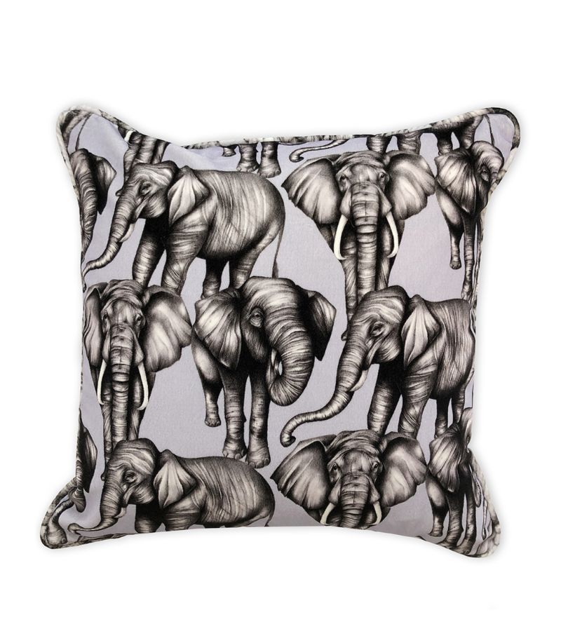 Charlotte Jade Charlotte Jade Velvet All-Over Elephant Print Cushion (45Cm X 45Cm)