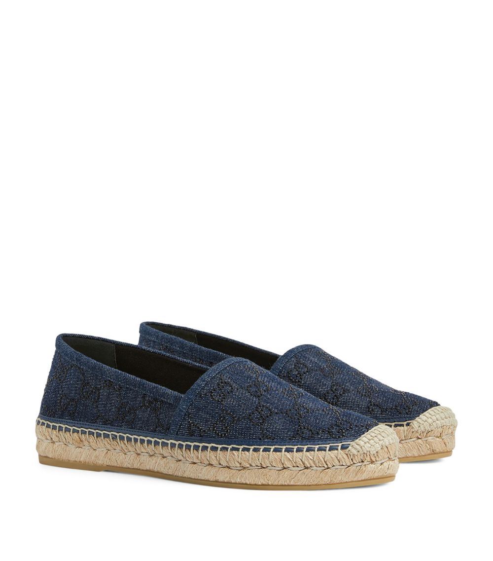 Gucci Gucci Denim-Rhinestone Gg Espadrilles