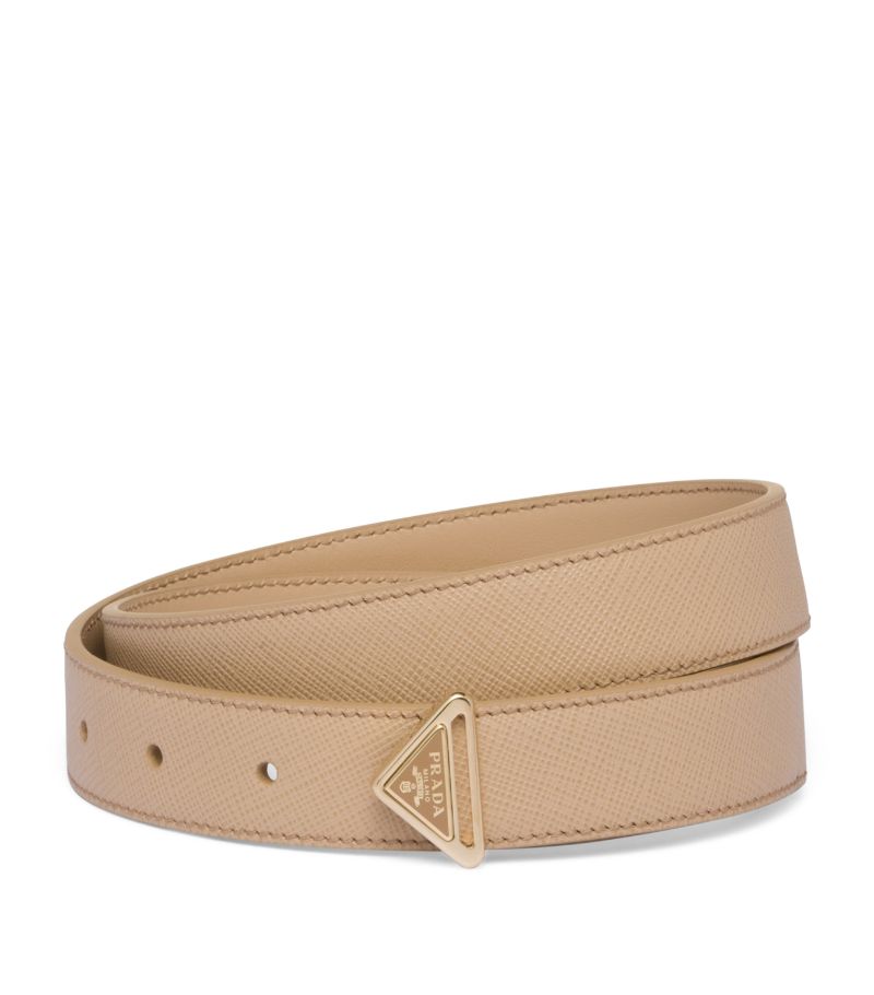 Prada Prada Saffiano Leather Triangle Belt