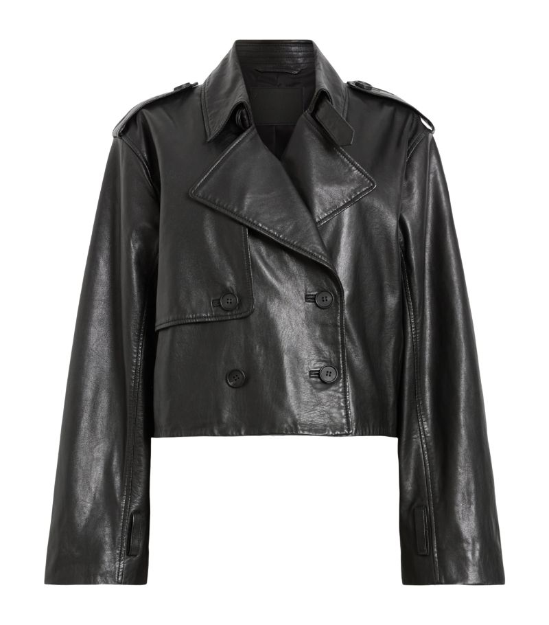 Allsaints Allsaints Leather Cropped Hendry Trench Coat