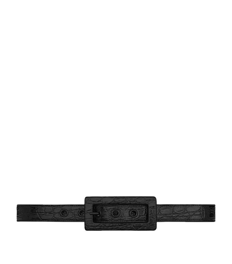 Saint Laurent Saint Laurent Croc-Embossed Belt