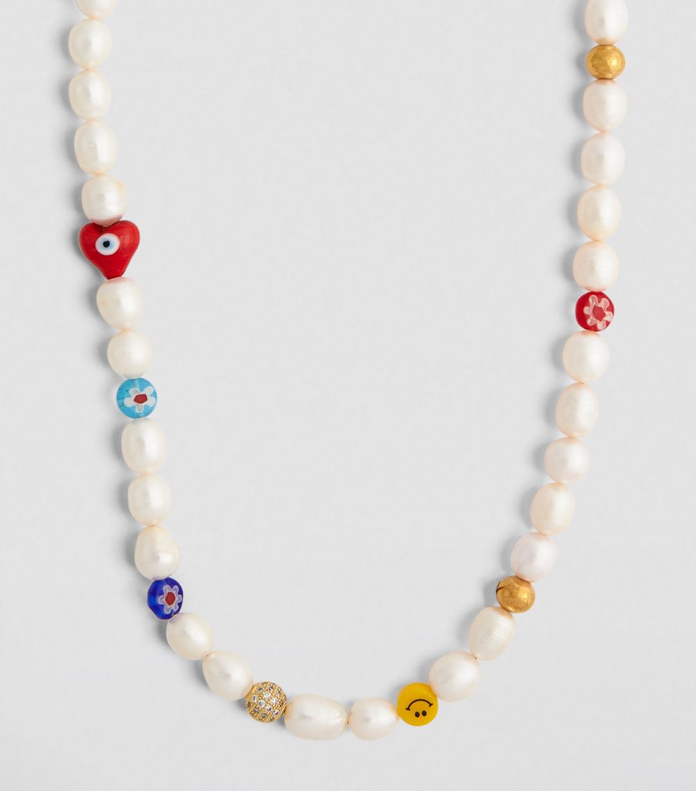 Nialaya Jewelry Nialaya Jewelry Pearl Smiley Face Beaded Necklace