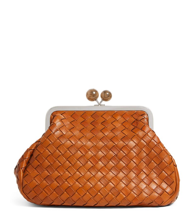 Weekend Max Mara Weekend Max Mara Medium Leather Woven Pasticcino Clutch Bag