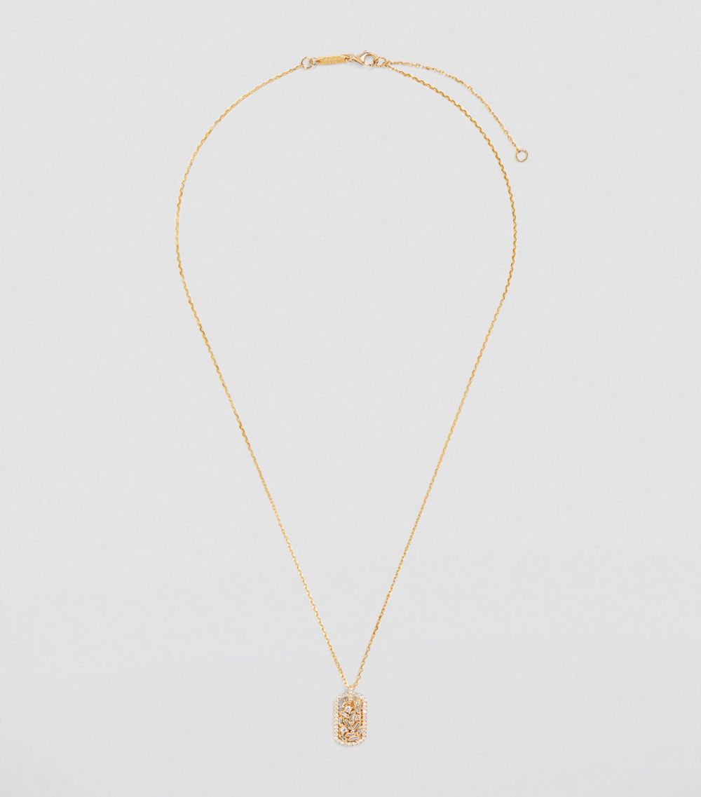 Suzanne Kalan Suzanne Kalan Yellow Gold and Diamond Classic Dog Tag Necklace