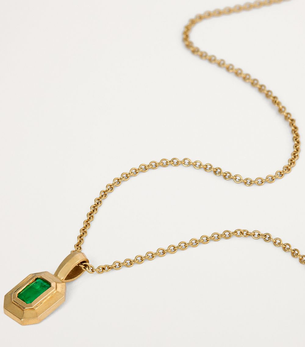 Azlee Azlee Yellow Gold And Emerald Staircase Necklace