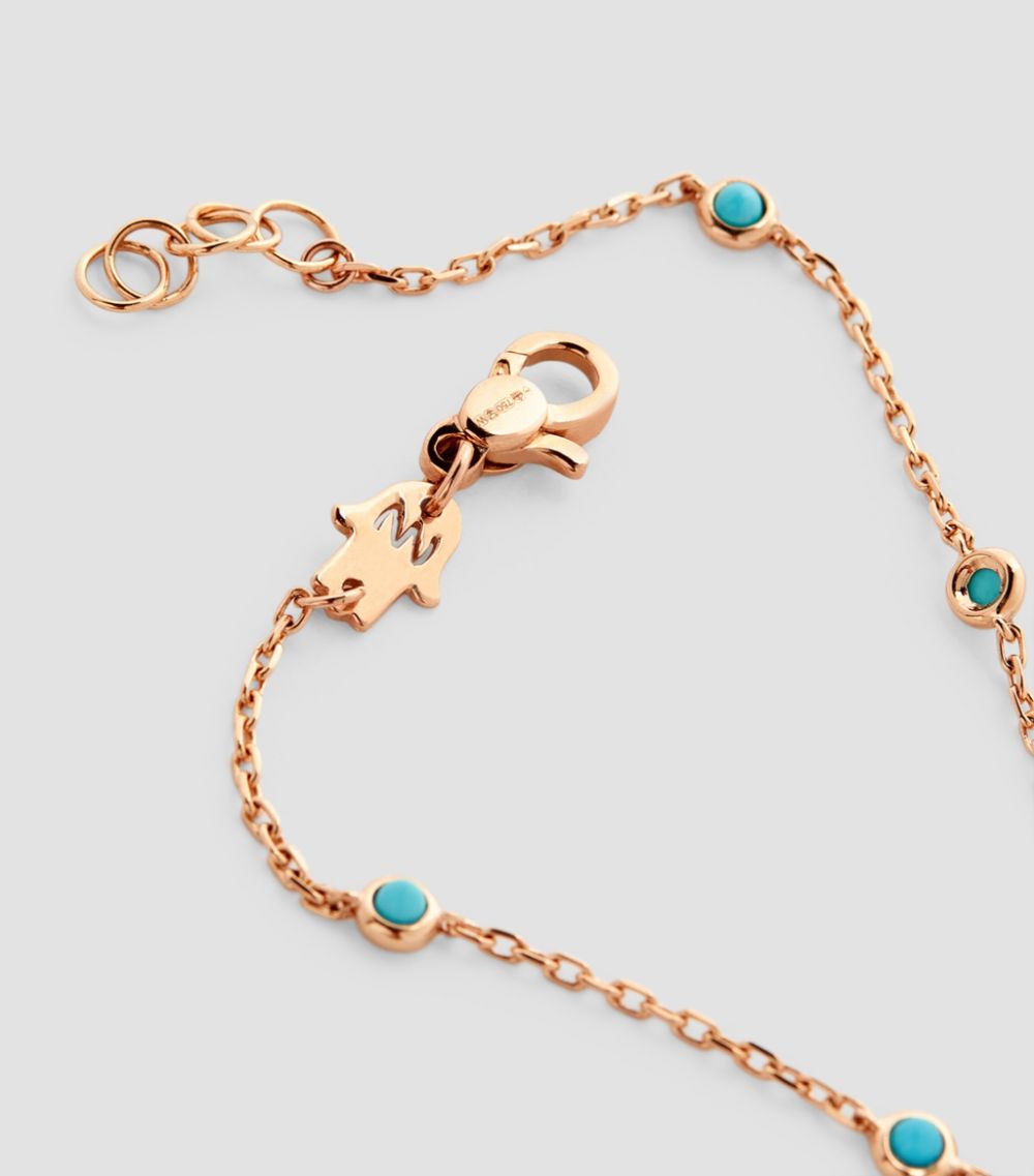 Netali Nissim Netali Nissim Rose Gold, Diamond and Turquoise Protected Eye Bracelet