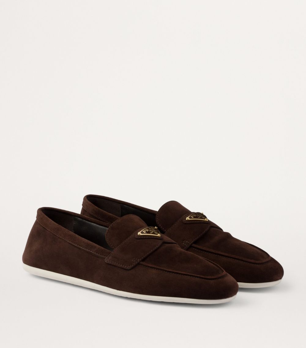 Prada Prada Suede Triangle Loafers