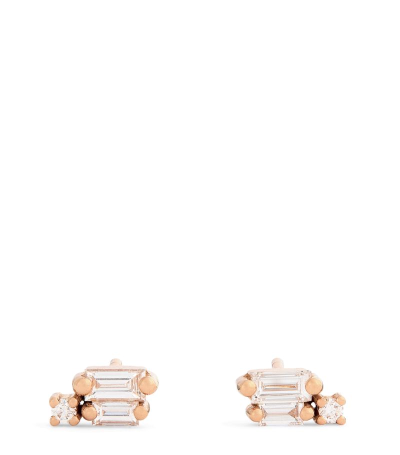 Suzanne Kalan Suzanne Kalan Mini Rose Gold And Diamond Bold Burst Earrings