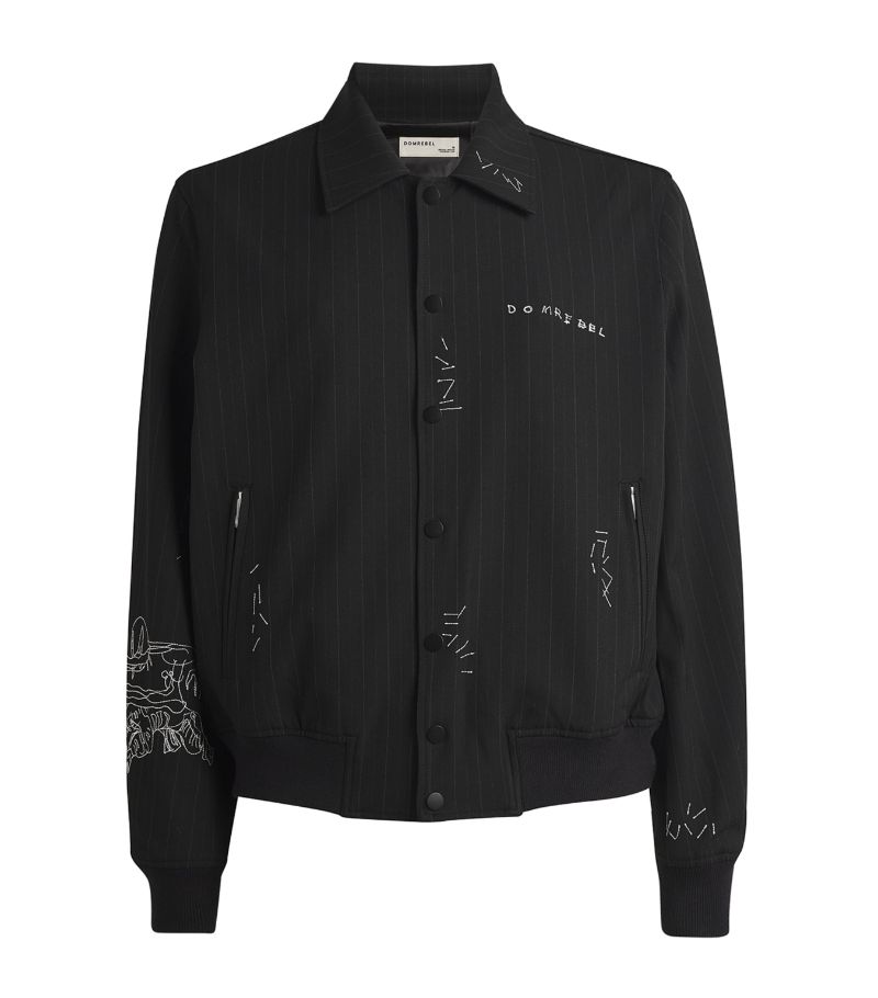 Domrebel Domrebel Embroidered Pinstripe Bomber Jacket