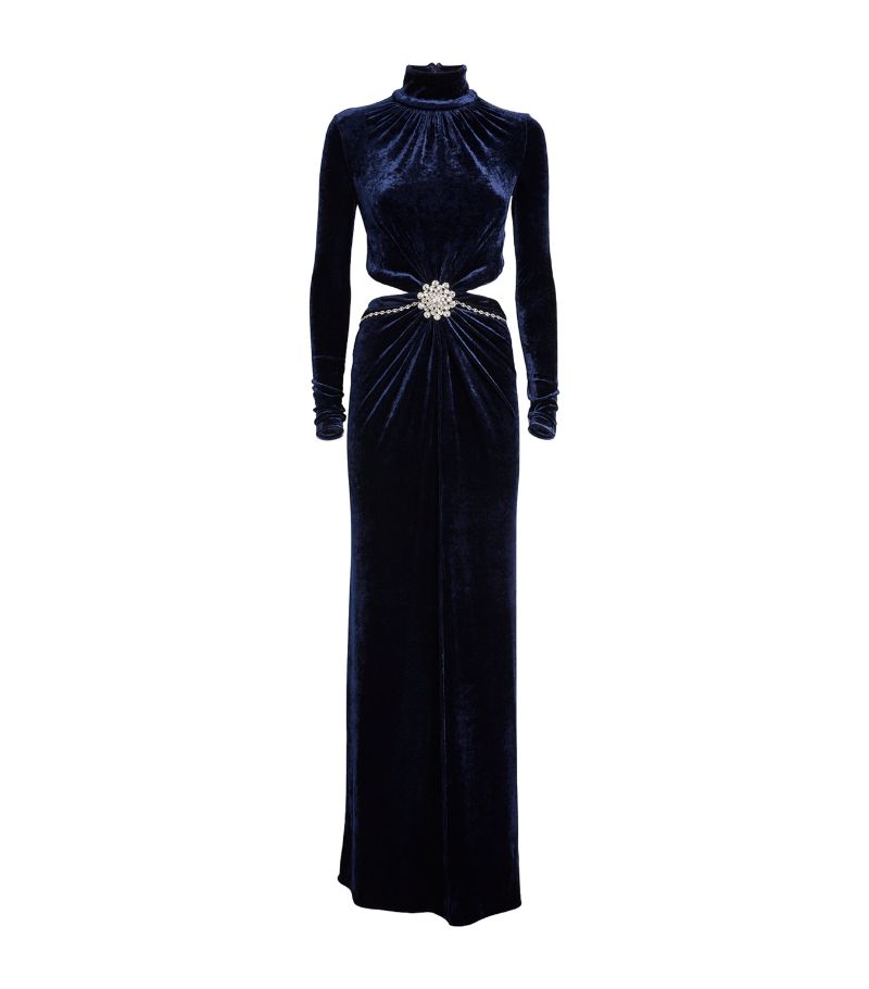 Rabanne Rabanne Velvet Jewel-Embellished Gown