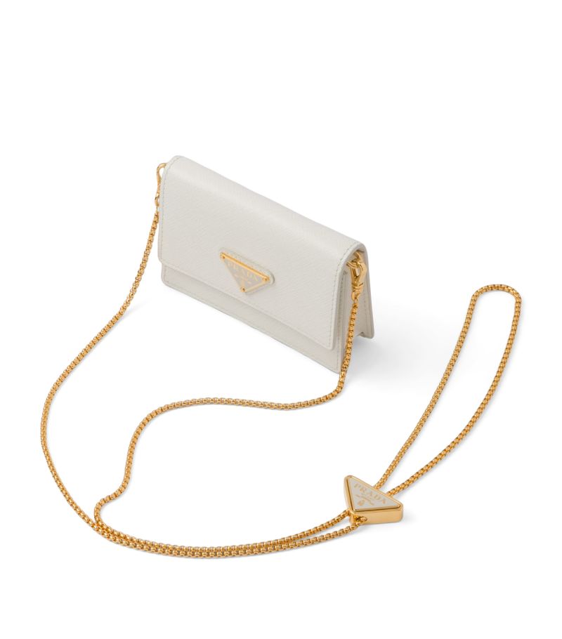 Prada Prada Saffiano Leather Card Holder On Chain