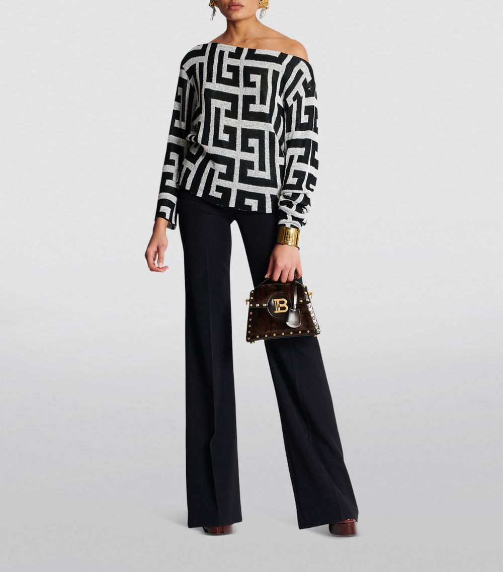 Balmain Balmain One-Shoulder Monogram Sweater