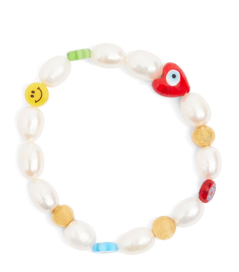 Nialaya Jewelry Nialaya Jewelry Pearl Smiley Face Beaded Bracelet