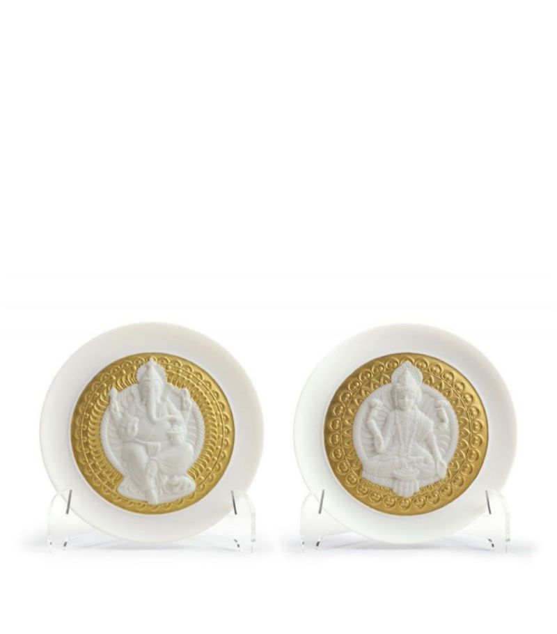 Lladró Lladró Goddess Lakshmi And Lord Ganesha Decorative Plate (Set Of 2)