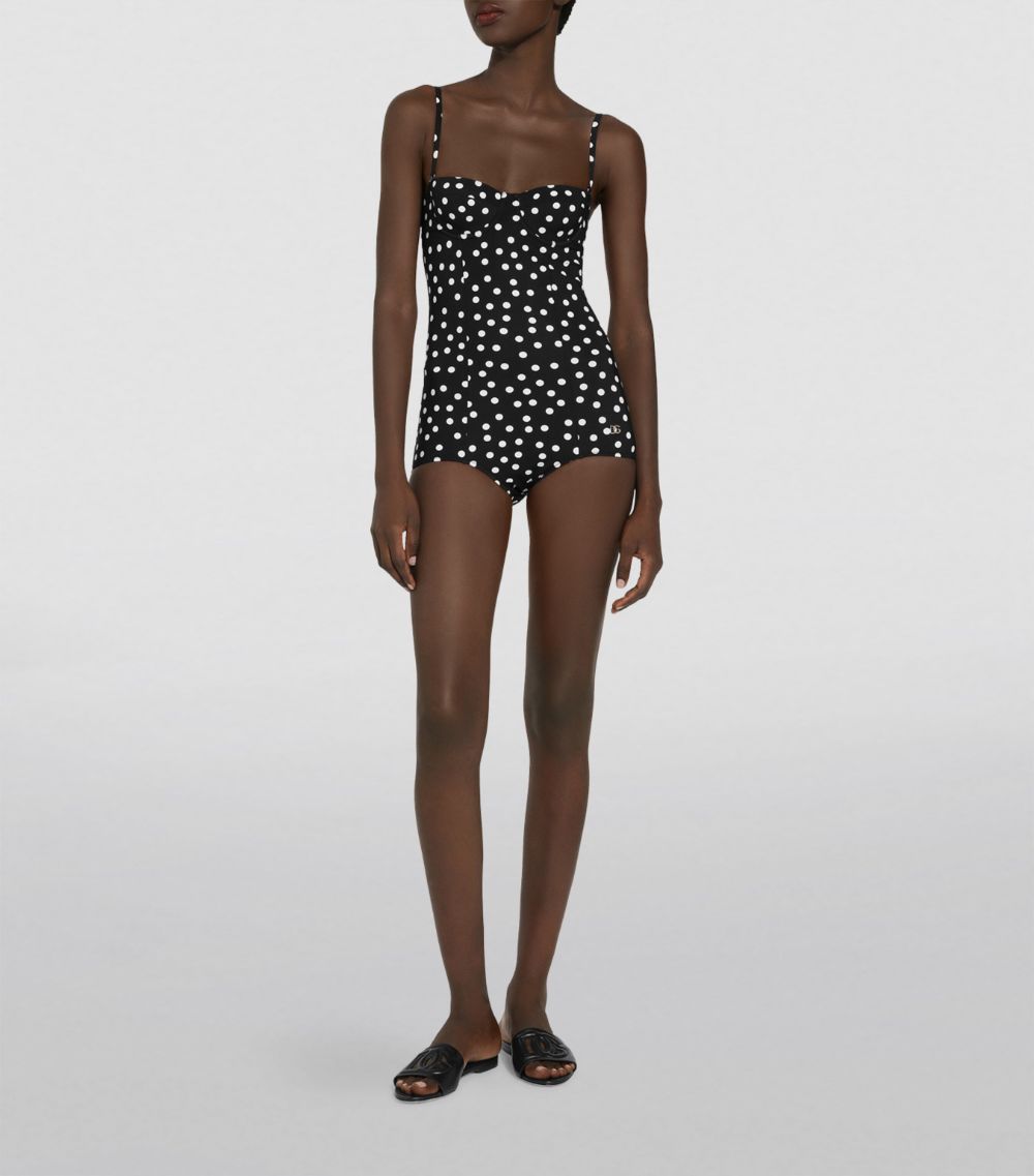 Dolce & Gabbana Dolce & Gabbana Polka-Dot Dg Logo Swimsuit